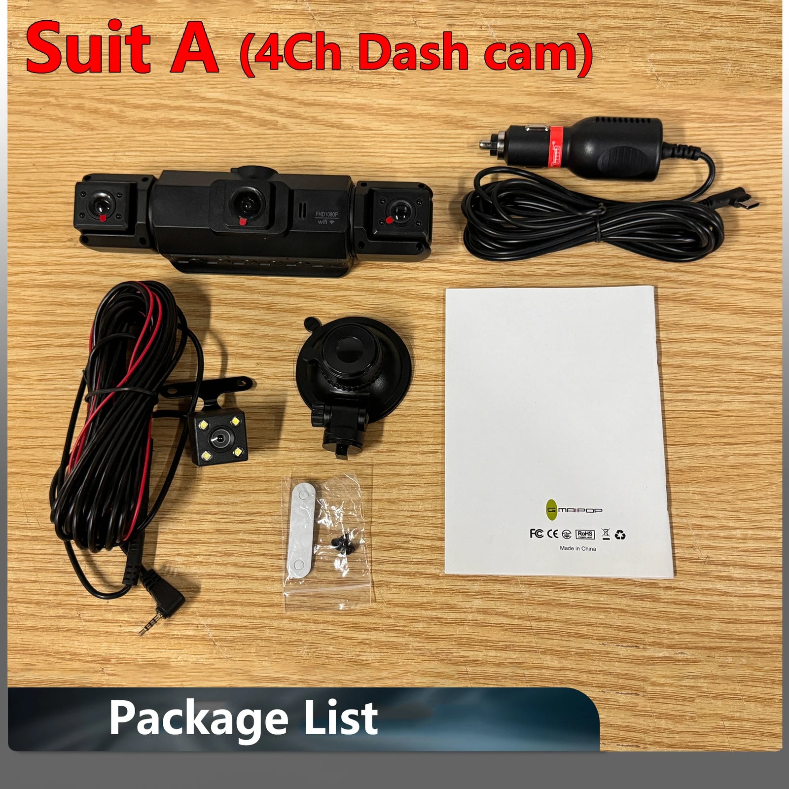4CH WiFi Dash Cam Auto Kamera s 4 Kamere i Noćnim Snimanjem
