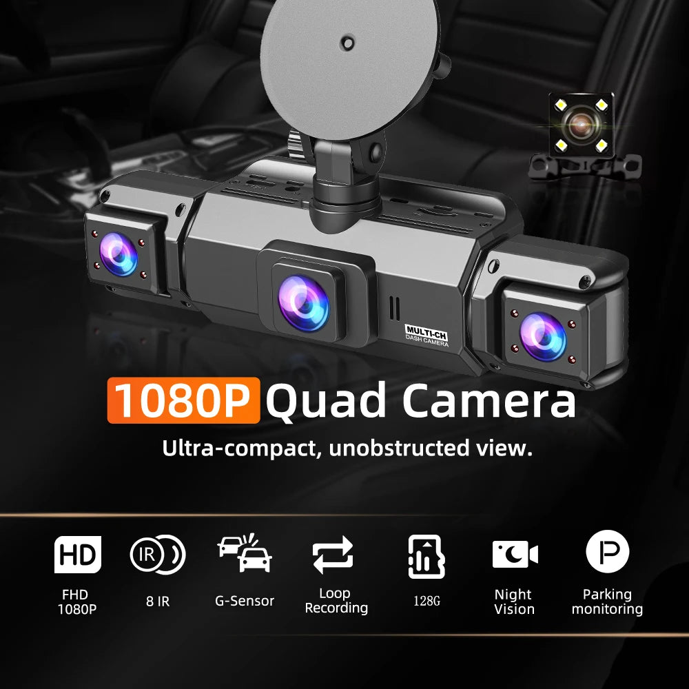 4CH WiFi Dash Cam Auto Kamera s 4 Kamere i NoД‡nim Snimanjem – fotografija 7