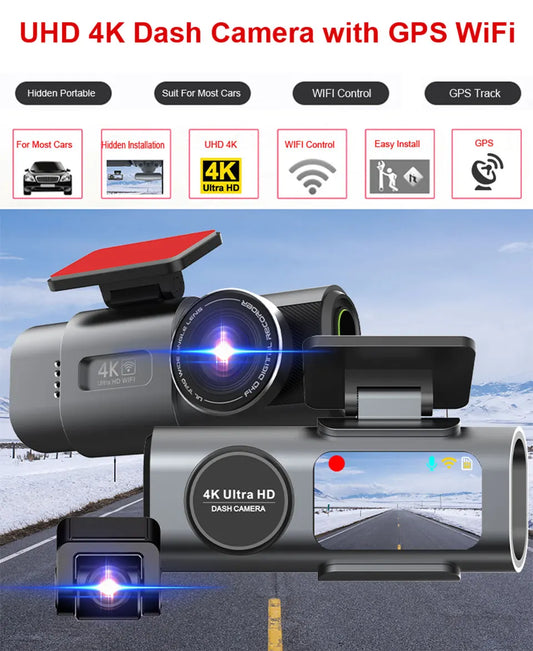 4K Dash Cam Auto Kamera s GPS-om i WiFi-jem | Prednja + Stražnja Kamera