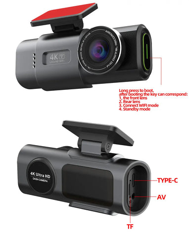 4K Dash Cam Auto Kamera s GPS-om i WiFi-jem | Prednja + Stražnja Kamera