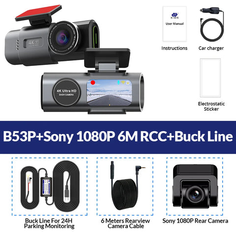 4K Dash Cam Auto Kamera s GPS-om i WiFi-jem | Prednja + Stražnja Kamera