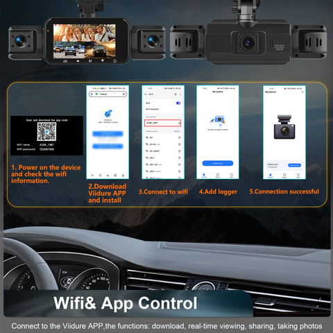 4CH WiFi Dash Cam Auto Kamera s 4 Kamere i Noćnim Snimanjem