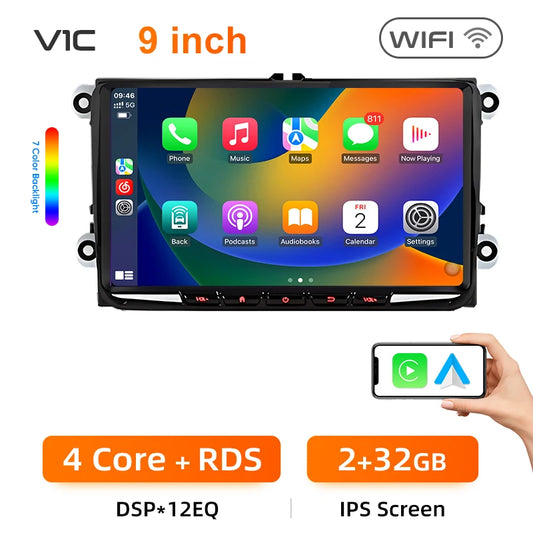 VW 9 ” Smart CarPlay + Android Auto Ekran – Full Touch