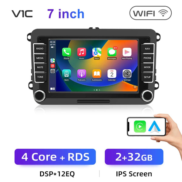 VW 7” Smart CarPlay + Android Auto Ekran – Full Touch