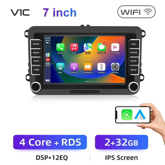 VW 7” Smart CarPlay + Android Auto Ekran – Full Touch