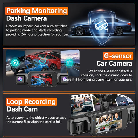 4CH WiFi Dash Cam Auto Kamera s 4 Kamere i Noćnim Snimanjem