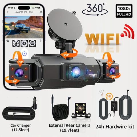 4CH WiFi Dash Cam Auto Kamera s 4 Kamere i Noćnim Snimanjem