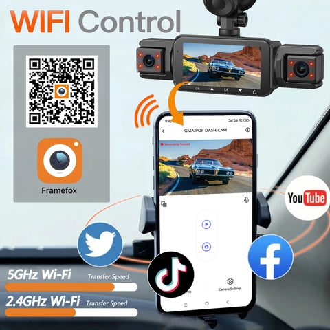 4CH WiFi Dash Cam Auto Kamera s 4 Kamere i Noćnim Snimanjem