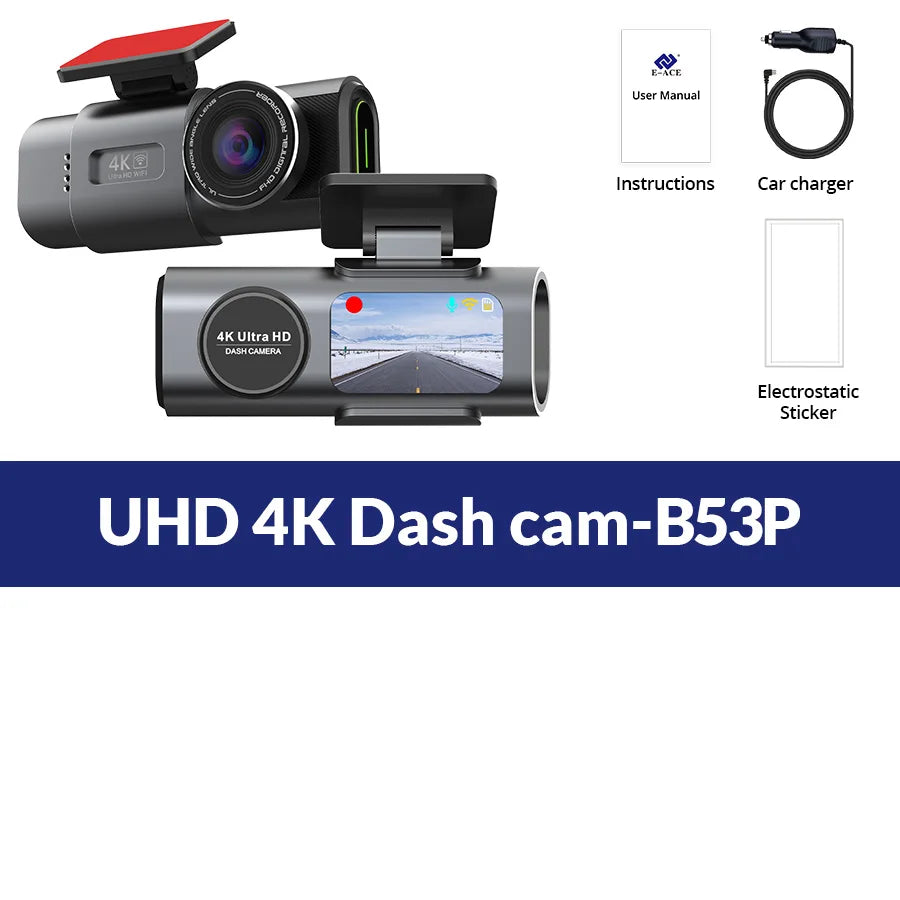 4K Dash Cam Auto Kamera s GPS-om i WiFi-jem | Prednja + Stražnja Kamera