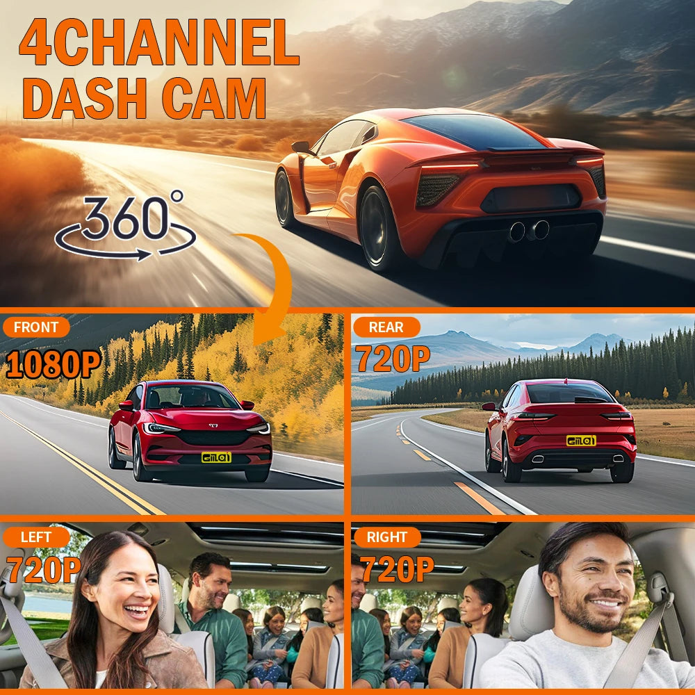 4CH WiFi Dash Cam Auto Kamera s 4 Kamere i NoД‡nim Snimanjem – fotografija 2