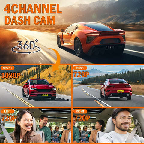 4CH WiFi Dash Cam Auto Kamera s 4 Kamere i Noćnim Snimanjem