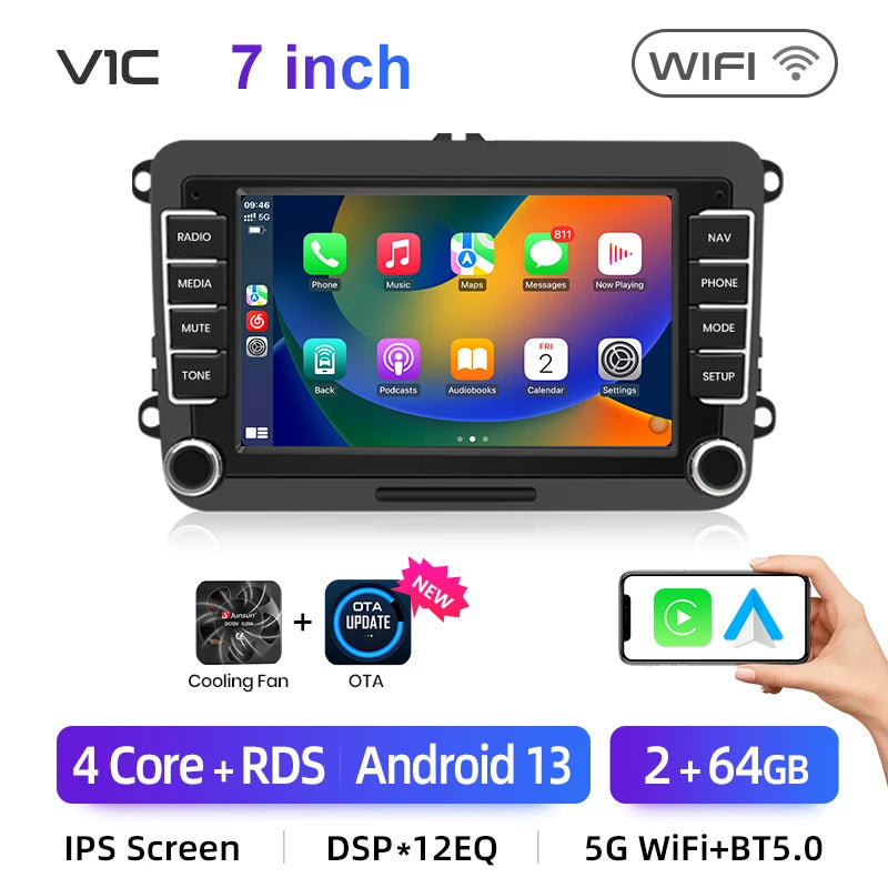 VW 7вЂќ Smart CarPlay + Android Auto Ekran вЂ“ Full Touch – fotografija 8