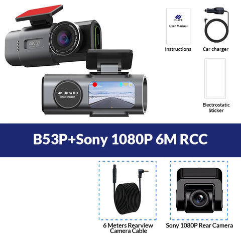 4K Dash Cam Auto Kamera s GPS-om i WiFi-jem | Prednja + Stražnja Kamera