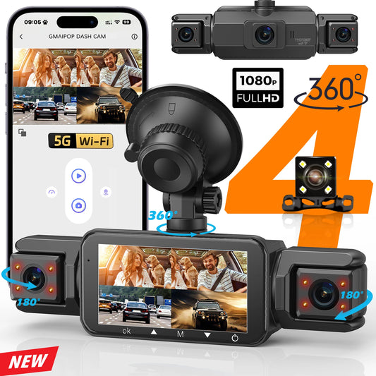4CH WiFi Dash Cam Auto Kamera s 4 Kamere i Noćnim Snimanjem
