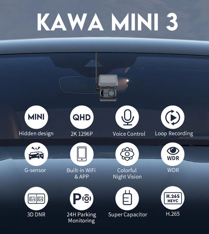 KAWA MINI 3 2K Auto Kamera s WiFi-jem