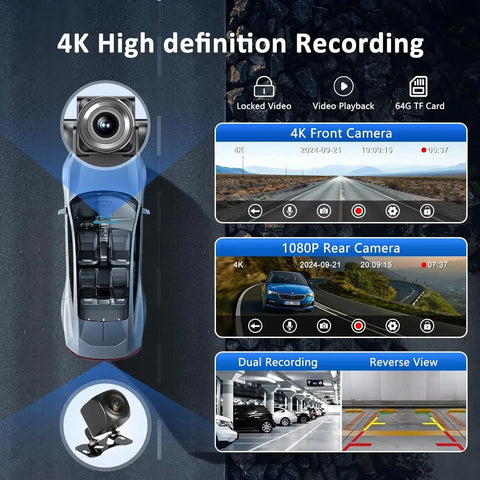 CarPlay & Android Auto +4K  Dash Cam 10.26”