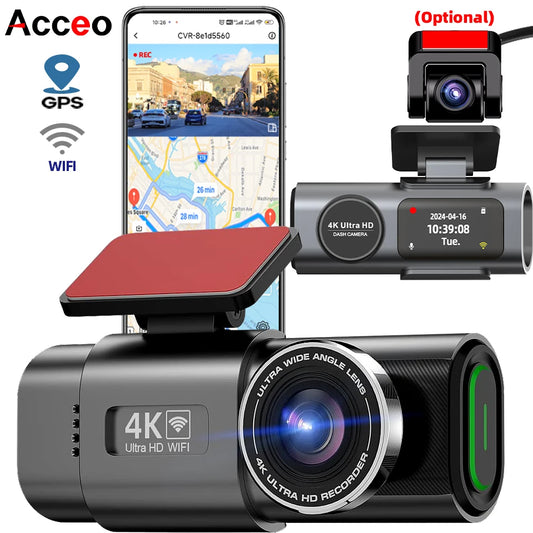 4K Dash Cam Auto Kamera s GPS-om i WiFi-jem | Prednja + Stražnja Kamera