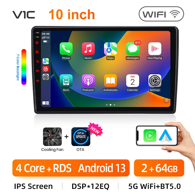 VW 10 вЂќ Smart CarPlay + Android Auto Ekran вЂ“ Full Touch – fotografija 8